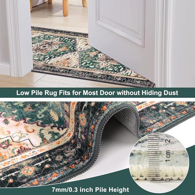 Yamaziot Washable Runner Rug, 2x6 Non-Slip Boho Vintage Hallway Kitchen Rug | - Image 5
