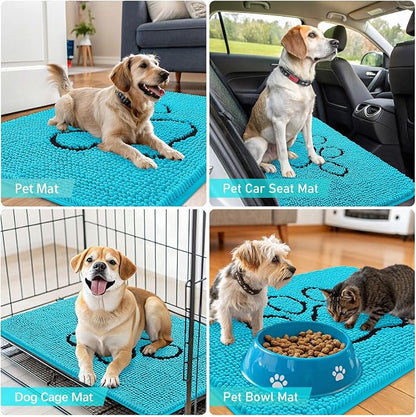 OLANLY Dog Door Mat for Muddy Paws 30x20, Paw Print Design Chenille Mud Mat | - Image 7