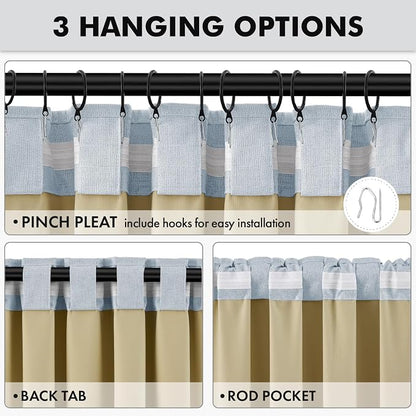 MIULEE 100% Blackout Linen Curtains 42 x 96 Inch Chambray Blue 2 Panels | - Image 5