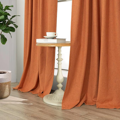 Burnt Orange Blackout Curtains for Living Room 108 Inches Long 2 Panels Back - Image 7
