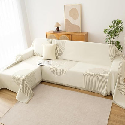 Boho Sofa Covers for 2 Cushion Couch, Chenille Sofa Slipcover for Pets Washable - Image 6