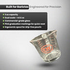 Rattleware 3 oz Espresso Shot Glass Pitcher – Double Spouted Genuine Barista Measuring Cup with Graduations in ml & oz – High-Volume, Commercial-Grade for Swift Espresso Pouring & Precision (2 Pieces)
