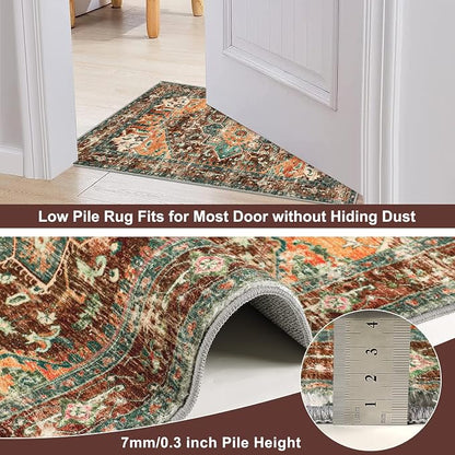 Yamaziot Washable Runner Rug, 2x8 Non-Slip Boho Vintage Hallway Kitchen Rug | - Image 5