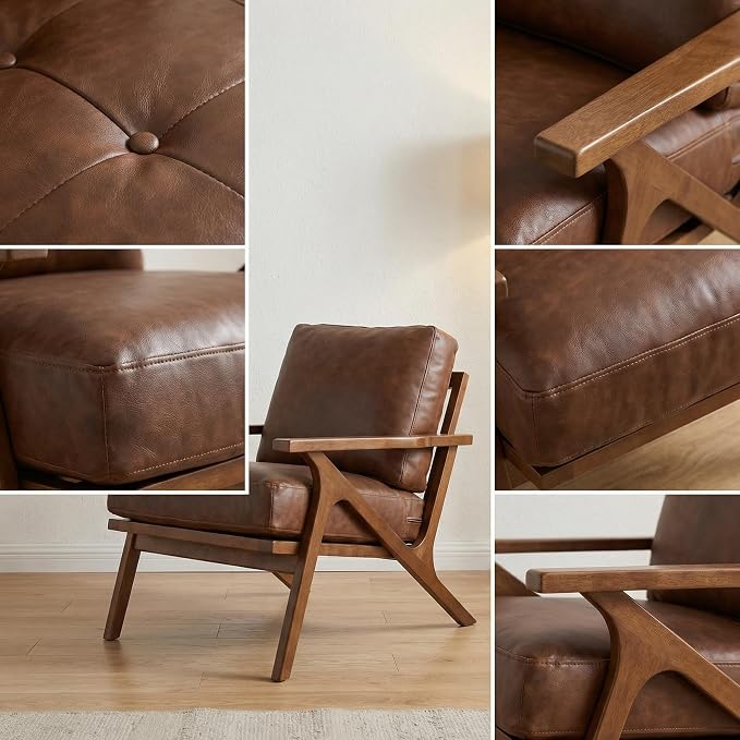 HNY Mid Century Arm Chairs Set of 2, Retro Accent Armchair - Image 7