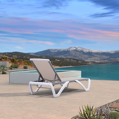 PURPLE LEAF Patio Chaise Lounge Chair Outside Aluminum Plastic Stackable - Image 3