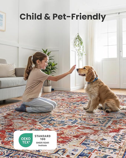 AMADA HOMEFURNISHING 9x12 Washable Area Rug, Low-Profile Large Area Rug - Image 5