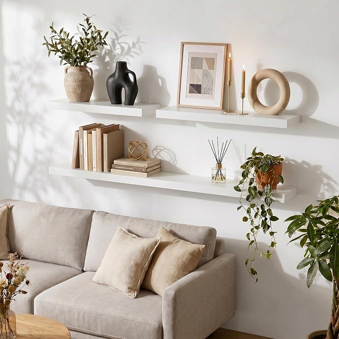 fuqing White Floating Shelves | 24 Inch Wood Floating Shelves - Image 2
