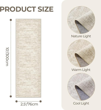 2'6 x 10' Runner Rug Non Slip, Washable Kitchen Rugs, Living Room, Long Rug - Image 2