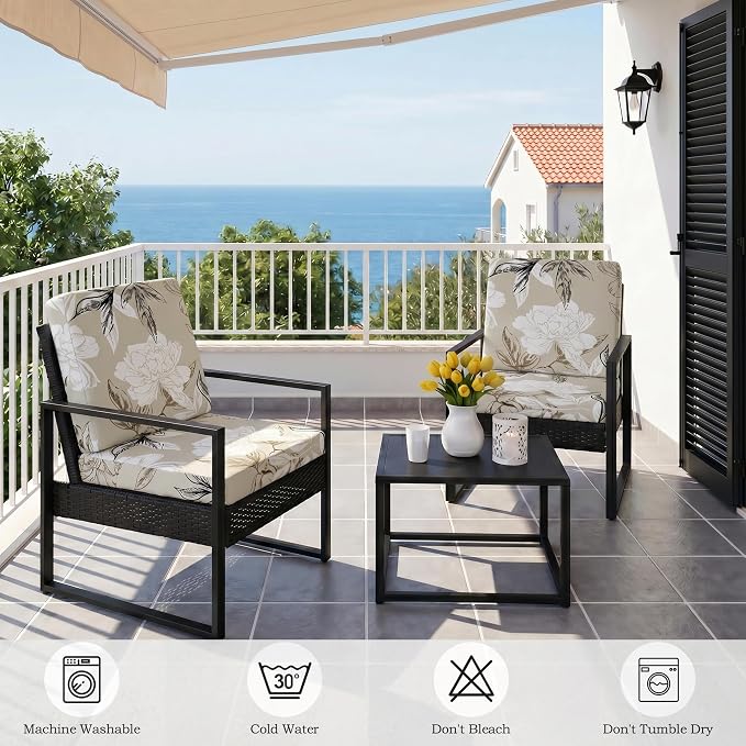 CALBODE 8Pcs Outdoor Stretch Cushion Covers, Waterproof Outdoor Chair Floral - Image 7