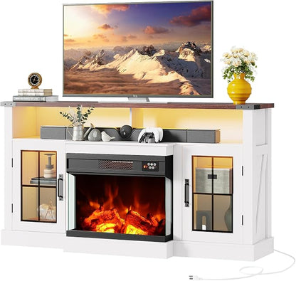 WLIVE 3-Sided Glass Electric Fireplace TV Stand - Image 9