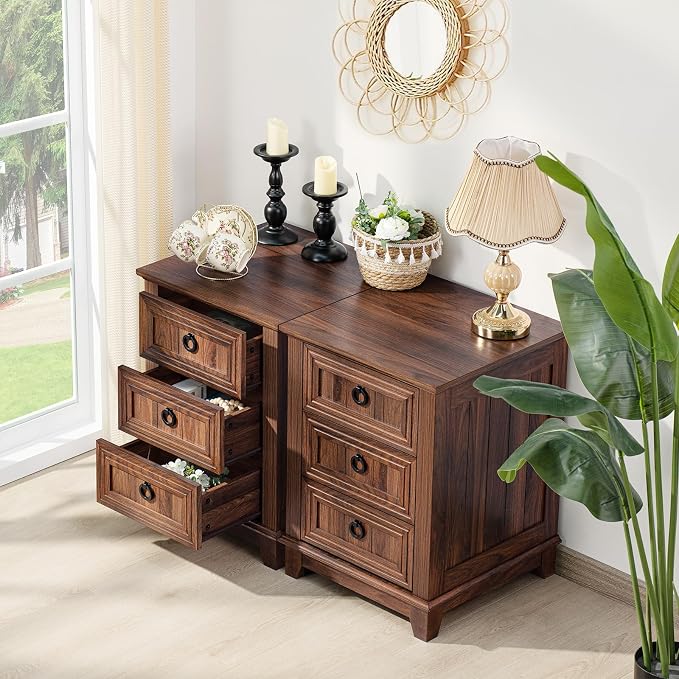 Joaxswe Farmhouse Nightstand Set of 2, 18 Inch End Table - Image 2