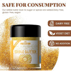 Edible Glitter Set - 4 Colors Food Grade Edible Drink Glitter for Cake Strawberries Drink Dust Shimmering, Vegan Food Coloring Sprinkle for Chocolates, Fondant Pops (3g per Bottle)