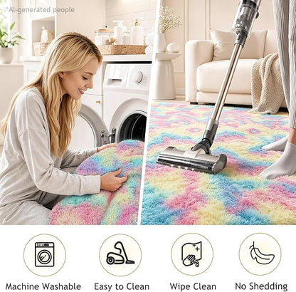 Ophanie Area Rugs for Bedroom Living Room, Color Rainbow, Size 6' x 9' - Image 6
