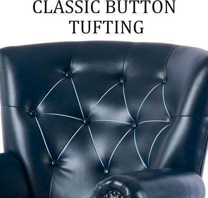 Modern Accent Chair, Mid-Century Faux Leather Armchair - Image 7