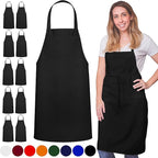 GREEN LIFESTYLE 120 Pack Bib Aprons - Unisex Machine Washable Kitchen BBQ Aprons Bulk (Pack of 120, No Pockets, Black)