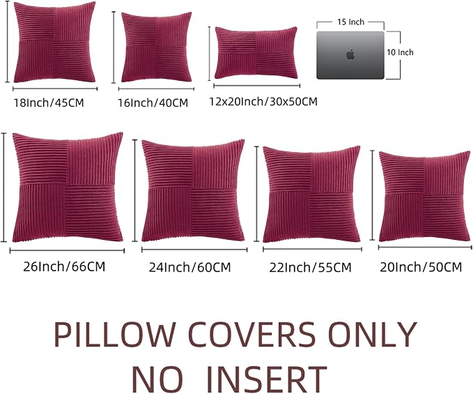 Fancy Homi 2 Packs Burgundy Lumbar Decorative Throw Pillow Covers 12x20 Inch - Image 6