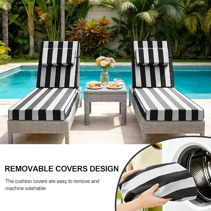 Chaise Lounge Cushions Outdoor 80x26x6 Inch, Fade Resistant 6'' Thicken Outdoor - Image 8