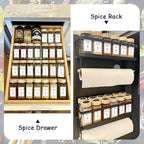 Aliggbent Spice Jars with Lable, 48 Pcs 4 oz Glass Spice Jars with Bamboo Lids, Spice Containers Bottles, Glass Seasoning Jars with Shaker Lids, Collapsible Funnel, for Spice Racks, Pantry,Cupboard