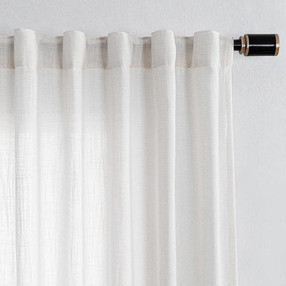 MYSKY HOME Natural Linen White Curtains 84 Inches Long, Semi Sheer Soft Cotton - Image 7