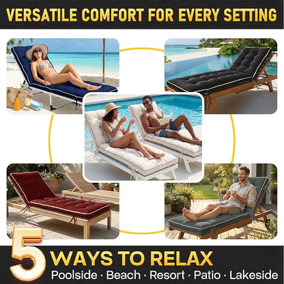 2 Pack 80x26 Inch Folding Chaise Lounge Cushion Quick Dry - Image 6