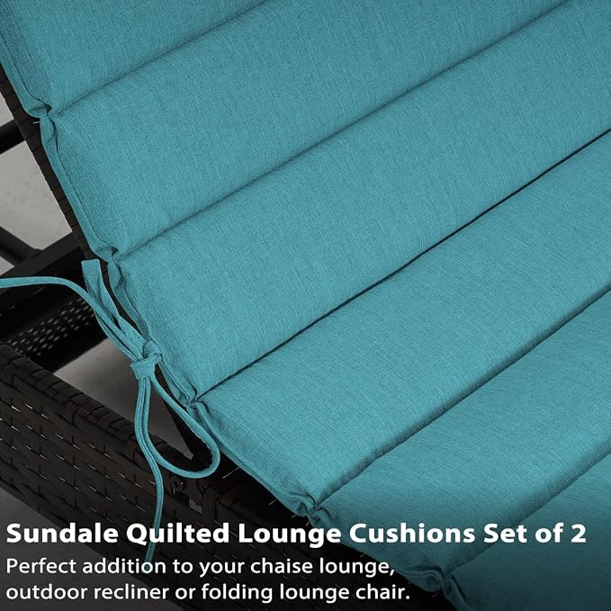 Sundale Outdoor Olefin Quilted Lounge Cushion Set of 4, Patio Foldable Chaise - Image 4