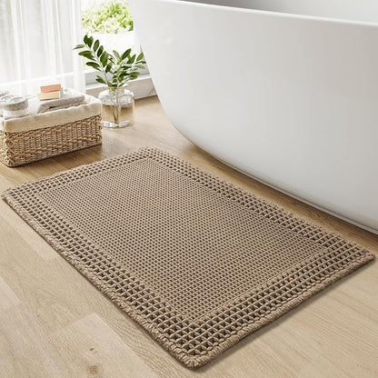 RESARE Waffle Bath Mat for Bathroom, Non Slip Bathroom Rugs 24"x36" Brown | by Resare