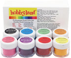 Hobbyland Powder Food Color Kit, Professional Powder Food Coloring Set, 8 Colors, 4 Gram Jars