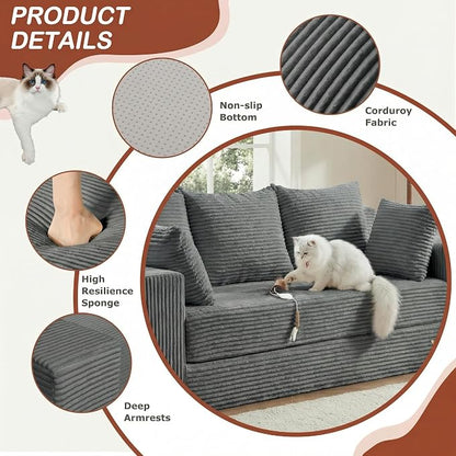 Convertible Sofa Bed, 5 in 1 Small Boneless Couch Pull Out Loveseat Sleeper Sofa - Image 5