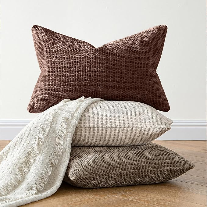 MIULEE Dercorative Lumbar Throw Pillow Covers 12x20 Red Brown 2 Pack | Modern - Image 6