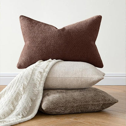 MIULEE Dercorative Lumbar Throw Pillow Covers 12x20 Red Brown 2 Pack | Modern - Image 6