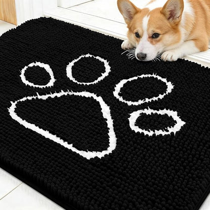 OLANLY Dog Door Mat for Muddy Paws 30x20, Paw Print Design Chenille Mud Mat | by OLANLY