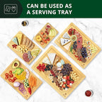 ROYAL CRAFT WOOD Wooden Serving Boards for Kitchen Meal Prep&Bamboo Wood Cutting Board Set with Deep Juice Groove Side Handles-Charcuterie & Chopping Butcher Block for Meat-Kitchen Gadgets Gift (5Pcs)