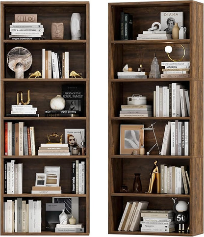 Furniwell 71" Tall Bookcase Bookshelves, 6 Tier Floor Standing Bookcases Open by WellFurnitureHomeLifeWell
