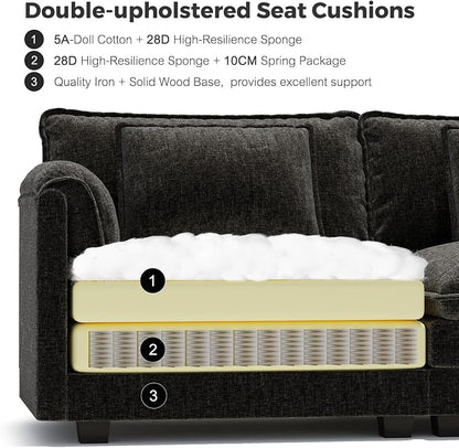 ELUCHANG 116" Luxury Modular Sectional Sofa, Comfy Deep Seat Cloud Couch - Image 6