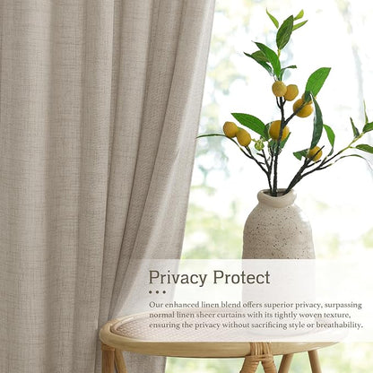 RYB HOME Sheer Curtains 102 inches, Extra Long Floor to Ceiling Curtains | Half - Image 3