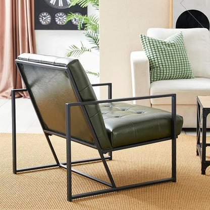 Glitzhome Mid Century Green Accent Chair, Modern Living Room Armchairs - Image 8