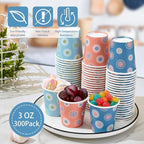 300 Pack 3 oz Paper Cups, Disposable Bathroom Cups, Small Mouthwash Cup, Hot/Cold Beverage Drinking Cups, Mini Paper Cups for Bathroom, Birthday Party, Travel, Events, Picnic, BBQ (Daisy)