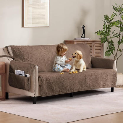 Quilted Grand Sofa Covers Washable, Couch Cover by Pamhaven