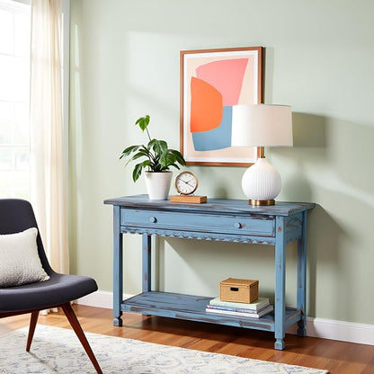 Alaterre Furniture Rustic Cottage Media Console Table, Antique Blue - Image 5