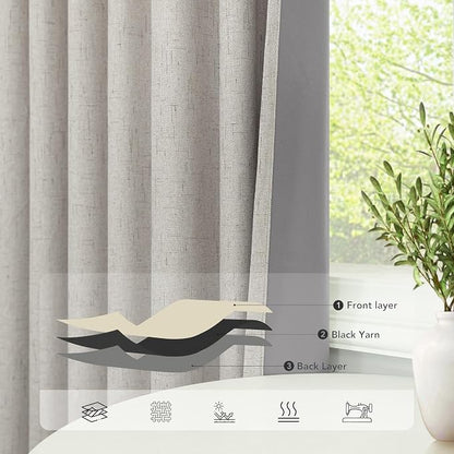 Blackout Linen Curtains 96 Inches Long - Image 5