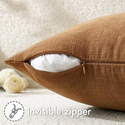 MIULEE Bronze Chenille Couch Throw Pillow Covers, 18x18 | Set of 2, Farmhouse - Image 3