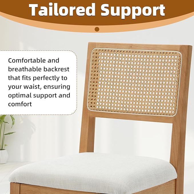 Westice Rattan Dining Chairs Set of 2, Farmhouse Natural Dining Room Chairs - Image 4