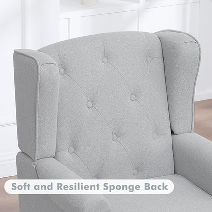 Accent Chair Set of 2, Mid Century Modern Fabric Wingback Chair, Upholstered - Image 6