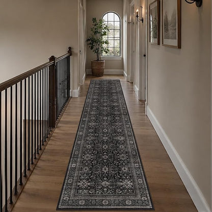 Schweek 2.6x10 Kitchen Runner Rug Washable Non Slip Hallway Runners Black | by Schweek