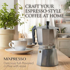 Mixpresso 6 Cup Moka Pot Cuban Coffee Maker, Moka Pot for Gas, Electric Stove Top, Classic Italian Coffee Maker, Stovetop Espresso Maker, Camping Pot Makes 6 Espresso Cup 10 Oz