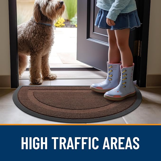 OLANLY Half Circle Front Door Mat Outside 47x23 All-Season Rubber Doormat | - Image 6