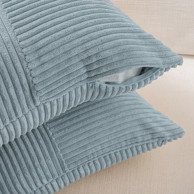 Fancy Homi Set of 2 Light Blue Euro Decorative Throw Pillow Covers 28x28 Inch - Image 3