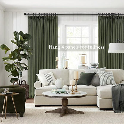Topfinel Olive Green Pinch Pleated Curtains 105 Inch Length 2 Panels - Image 7