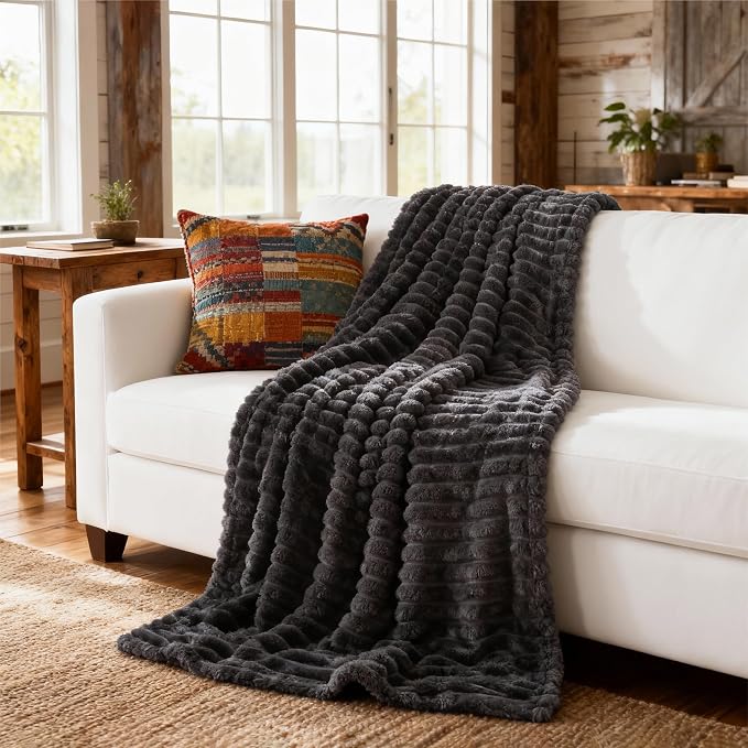 Bedsure Soft Twin Blanket for Bed Decor Gifts Grey 60"x80" | Birthday Gifts for - Image 9