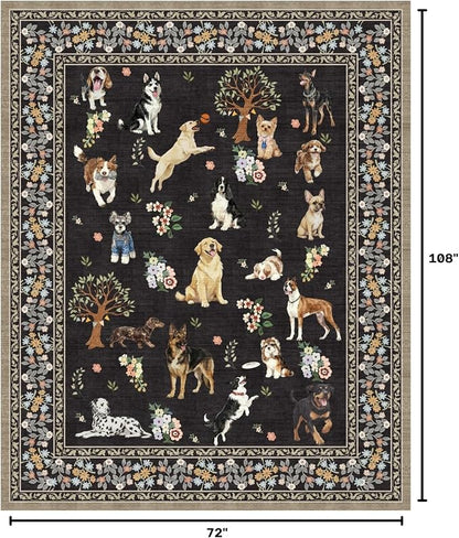 Black Floral Area Rug 6x9 for Living Room Bedroom | Ultra-Thin; Easy Clean; Non - Image 2